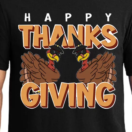 Happy Thanksgiving Turkey Dabbing Holiday Feast November Pajama Set