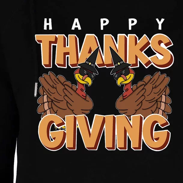 Happy Thanksgiving Turkey Dabbing Holiday Feast November Womens Funnel Neck Pullover Hood