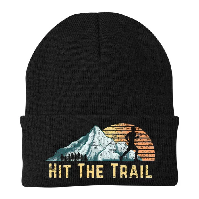 Hit The Trail Vintage Mountain Runner Retro Trail Running Knit Cap Winter Beanie