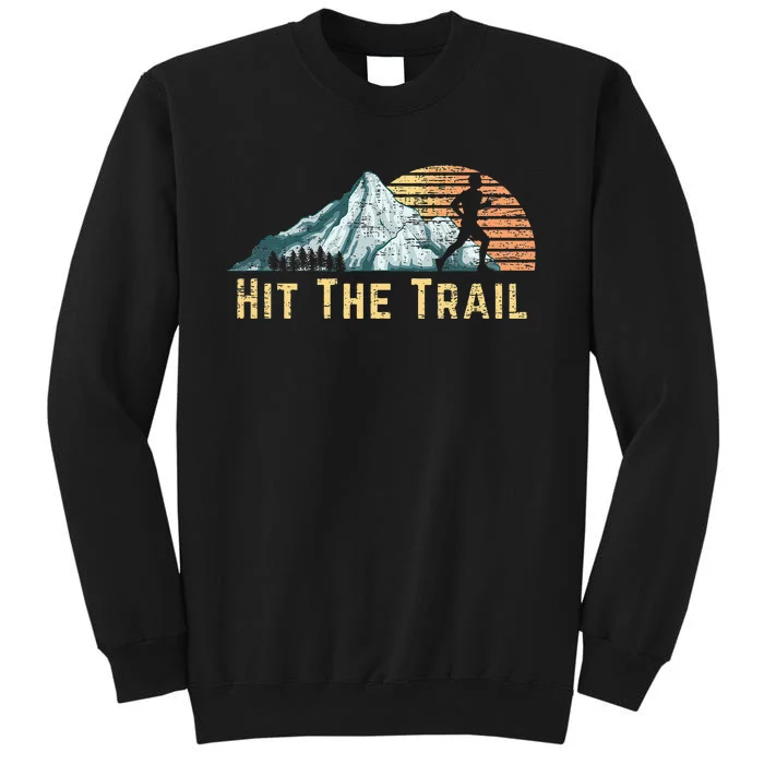 Hit The Trail Vintage Mountain Runner Retro Trail Running Tall Sweatshirt