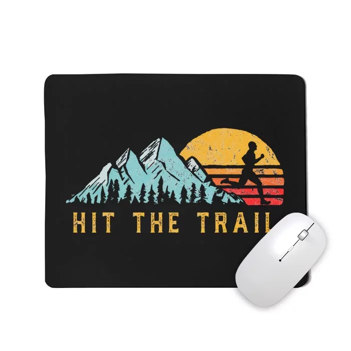 Hit The Trail Runner Retro Style Vintage Running Graphic Mousepad