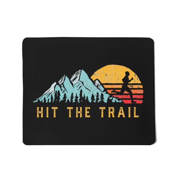 Hit The Trail Runner Retro Style Vintage Running Graphic Mousepad