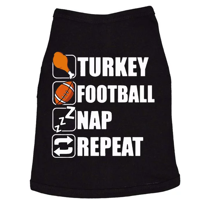 Happy Thanksgiving Turkey Football Nap Repeat Funny Football Doggie Tank