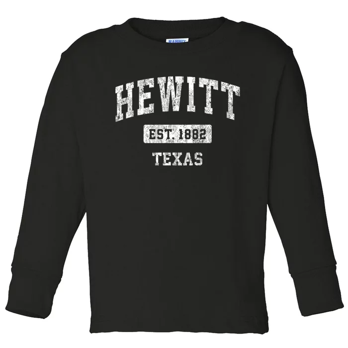 Hewitt Texas Tx Vintage Sports Established Toddler Long Sleeve Shirt