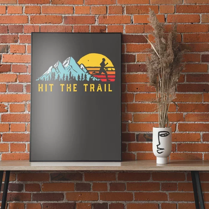 Hit The Trail Runner Retro Style Vintage Running Graphic Poster