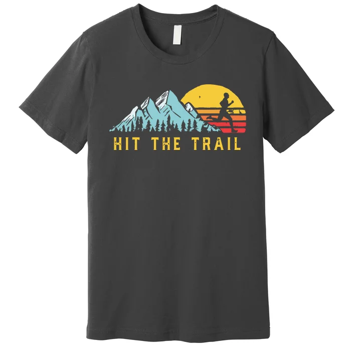 Hit The Trail Runner Retro Style Vintage Running Graphic Premium T-Shirt