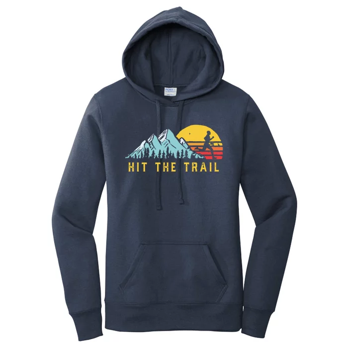 Hit The Trail Runner Retro Style Vintage Running Graphic Women's Pullover Hoodie