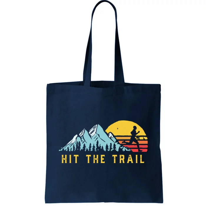 Hit The Trail Runner Retro Style Vintage Running Graphic Tote Bag