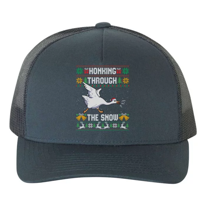 Honking Through The Snow Funny Goose Ugly Christmas Sweater Gift Yupoong Adult 5-Panel Trucker Hat