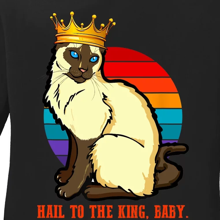 Hail To The King Baby Siamese Cat Wearing Crown Ladies Long Sleeve Shirt