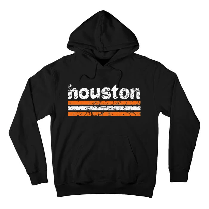 Houston Texas Three Stripe Vintage Weathered Tall Hoodie