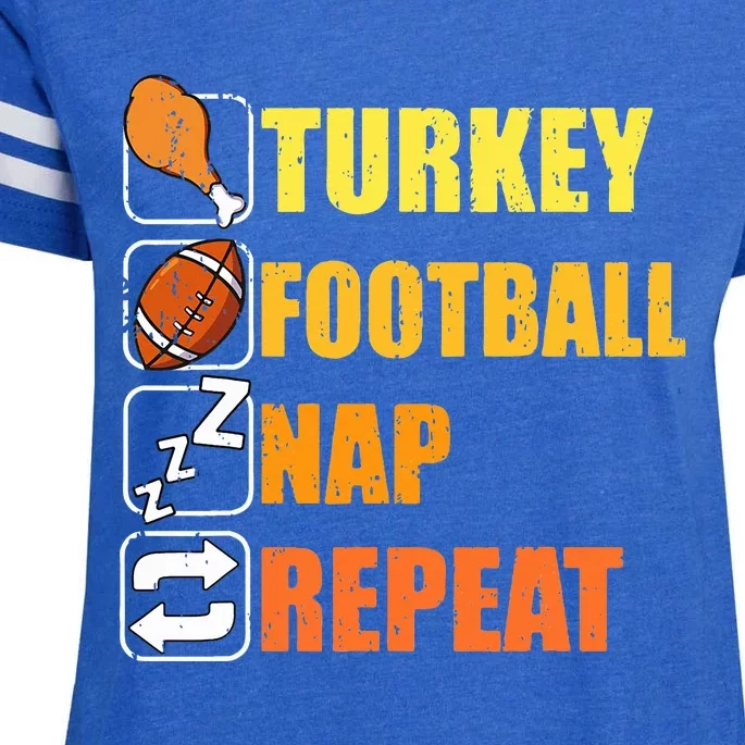 Happy Thanksgiving Turkey Football Nap Repeat Funny Football Enza Ladies Jersey Football T-Shirt