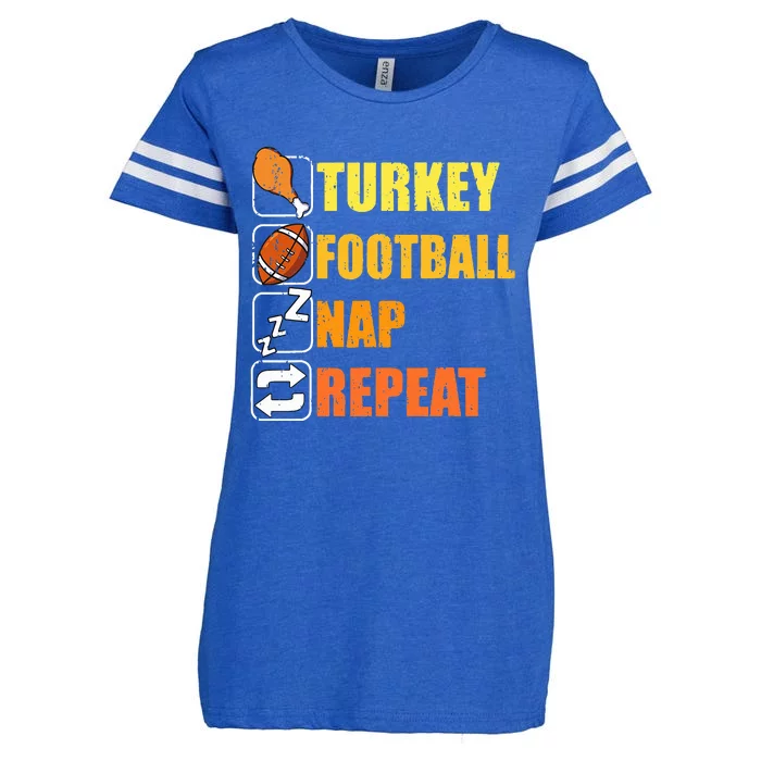 Happy Thanksgiving Turkey Football Nap Repeat Funny Football Enza Ladies Jersey Football T-Shirt