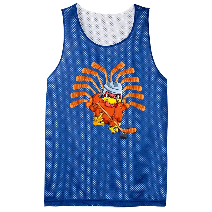 Happy Thanksgiving Turkey Playing Hockey Team Givethanks Day Gift Mesh Reversible Basketball Jersey Tank