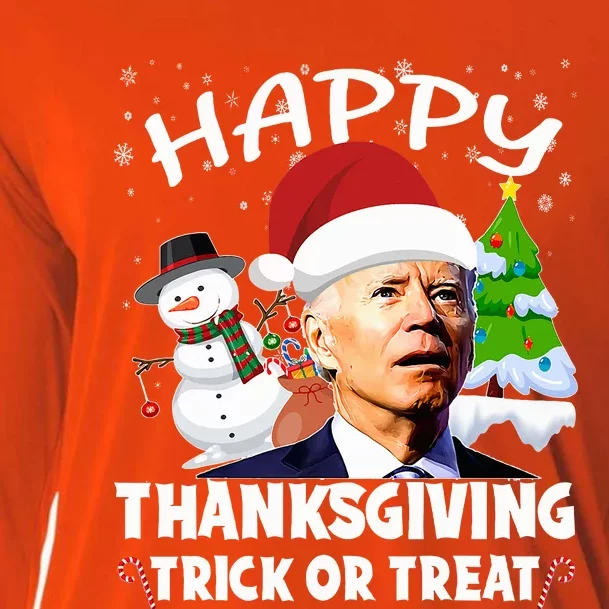 Happy Thanksgiving Trick or Treat Joe Biden Santa Christmas Cooling Performance Long Sleeve Crew