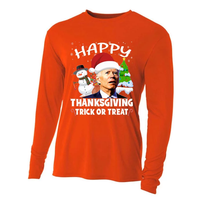 Happy Thanksgiving Trick or Treat Joe Biden Santa Christmas Cooling Performance Long Sleeve Crew