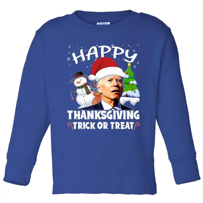 Happy Thanksgiving Trick or Treat Joe Biden Santa Christmas Toddler Long Sleeve Shirt