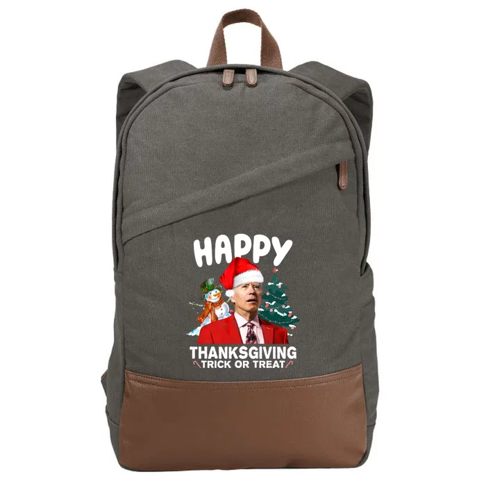 Happy Thanksgiving Trick Or Treat Funny Joe Biden Cotton Canvas Backpack