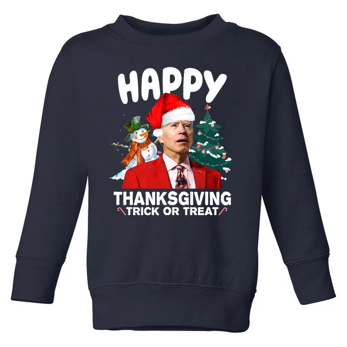 Happy Thanksgiving Trick Or Treat Funny Joe Biden Toddler Sweatshirt