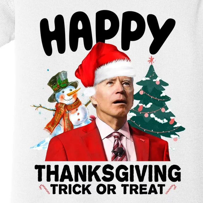 Happy Thanksgiving Trick Or Treat Funny Joe Biden Baby Bodysuit