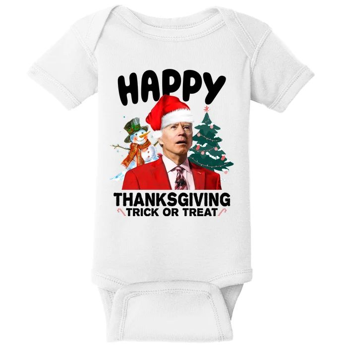 Happy Thanksgiving Trick Or Treat Funny Joe Biden Baby Bodysuit