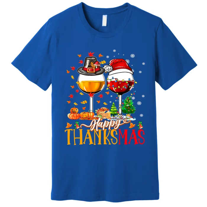 Happy Thanksmas Thanksgiving Christmas Ugly Xmas Pajamas Gift Premium T-Shirt