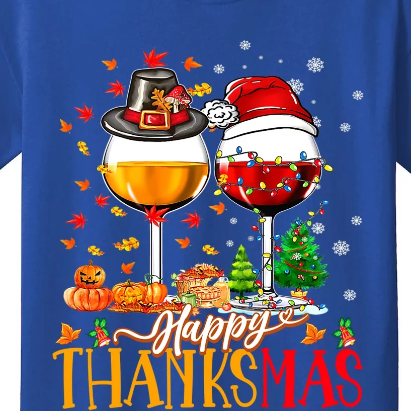 Happy Thanksmas Thanksgiving Christmas Ugly Xmas Pajamas Gift Kids T-Shirt