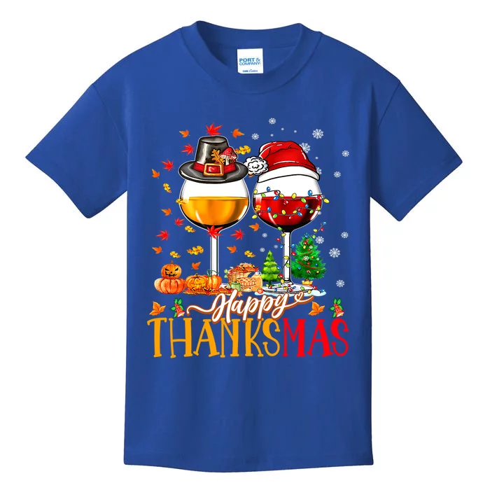 Happy Thanksmas Thanksgiving Christmas Ugly Xmas Pajamas Gift Kids T-Shirt