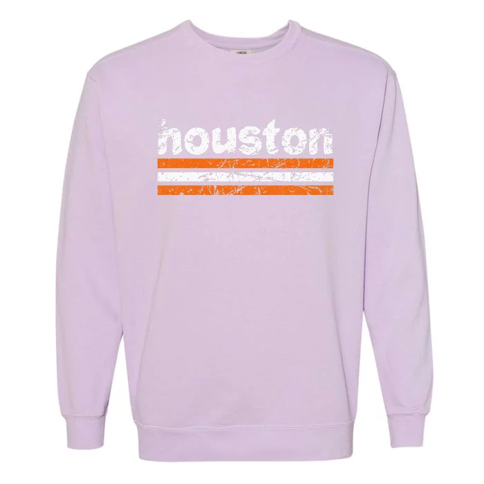 Houston Texas Three Stripe Vintage Weathered Garment-Dyed Sweatshirt