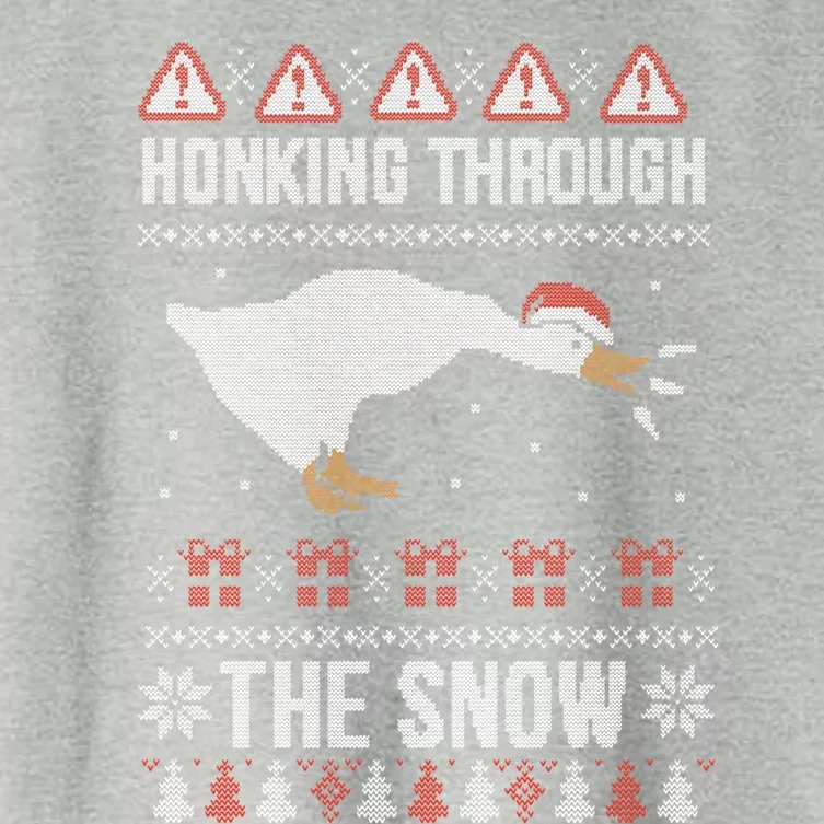 Honking Through The Snow Funny Goose Ugly Christmas Gift Women's Crop Top Tee