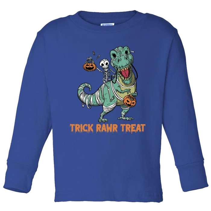 Halloween Trex Tgiftrex Trick Rawr Treat Funny Dinosaur Mummy Gift Toddler Long Sleeve Shirt