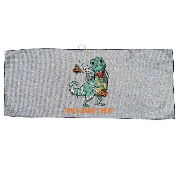 Halloween Trex Tgiftrex Trick Rawr Treat Funny Dinosaur Mummy Gift Large Microfiber Waffle Golf Towel