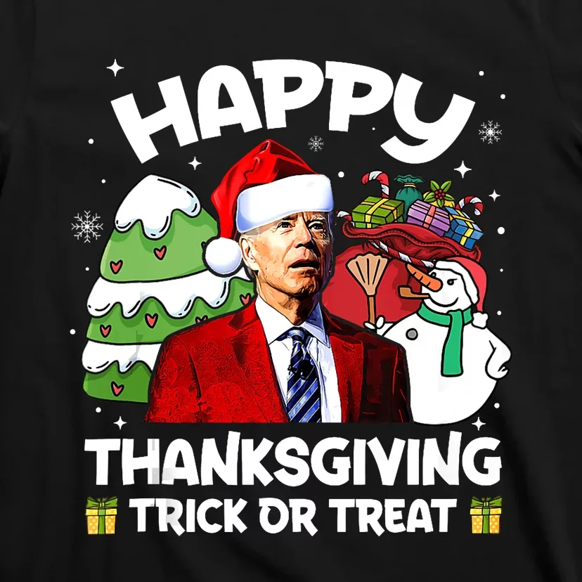 Happy Thanksgiving Trick Or Treat Joe Biden Santa Christmas T-Shirt