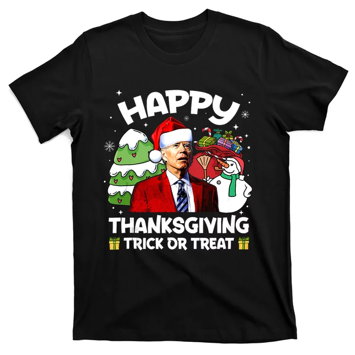 Happy Thanksgiving Trick Or Treat Joe Biden Santa Christmas T-Shirt