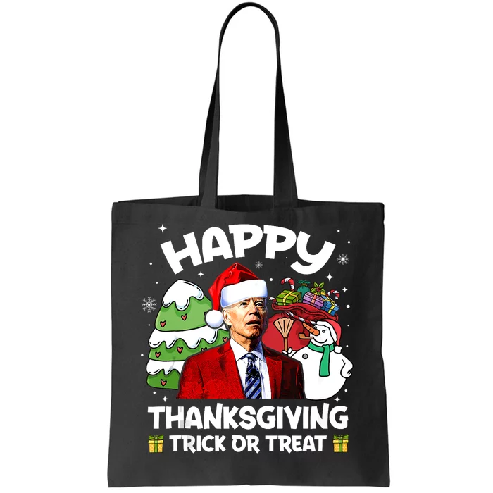 Happy Thanksgiving Trick Or Treat Joe Biden Santa Christmas Tote Bag