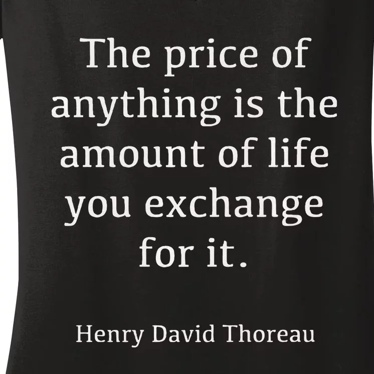 Henry Thoreau The Price Of Anything Women's V-Neck T-Shirt