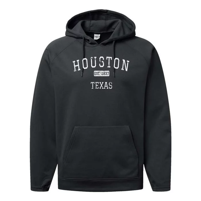 Houston Texas TX Vintage Performance Fleece Hoodie