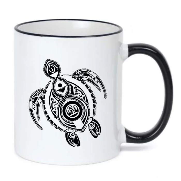 Hawaiian Turtle Tribal Art Black Color Changing Mug