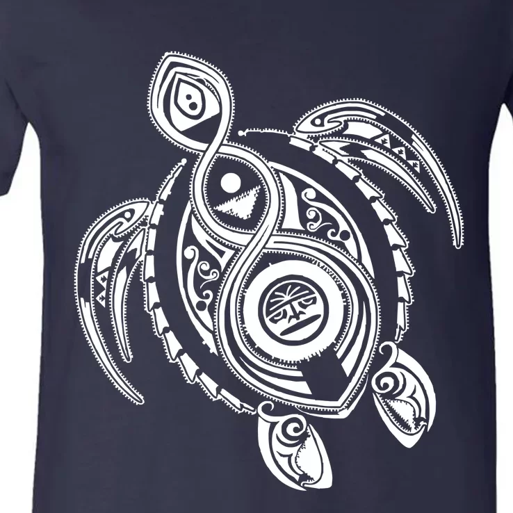 Hawaiian Turtle Tribal Art V-Neck T-Shirt