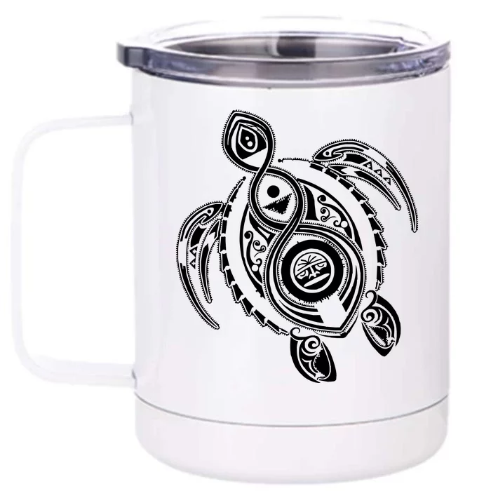 Hawaiian Turtle Tribal Art Front & Back 12oz Stainless Steel Tumbler Cup