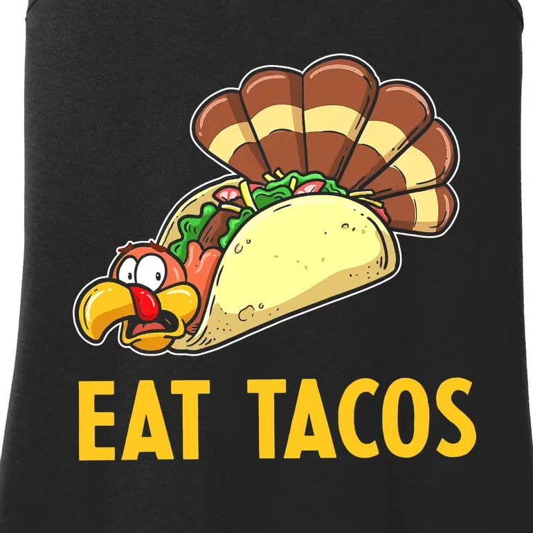 Happy Thanksgiving Turkey Day Turkey Eat Tacos Funny Ladies Essential Tank