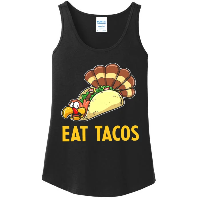 Happy Thanksgiving Turkey Day Turkey Eat Tacos Funny Ladies Essential Tank