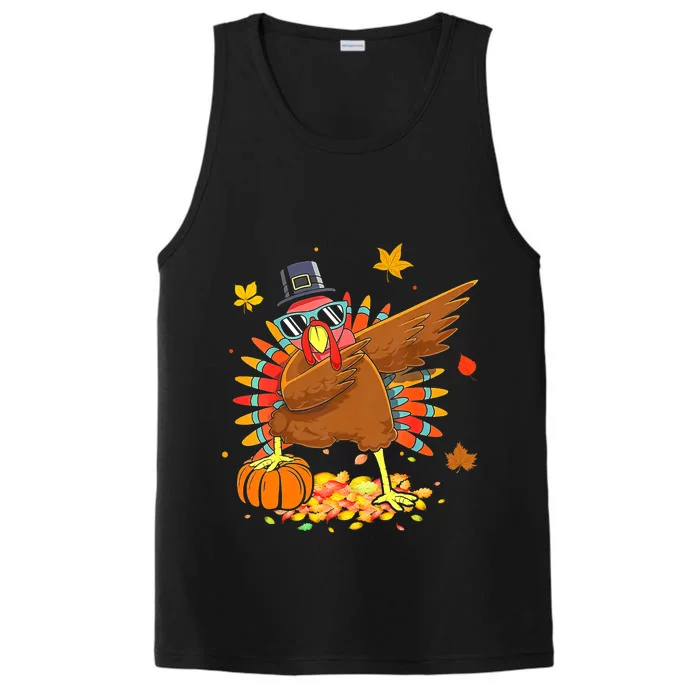 Happy Thanksgiving Turkey Dabbing Funny Pilgrim Boys Performance Tank