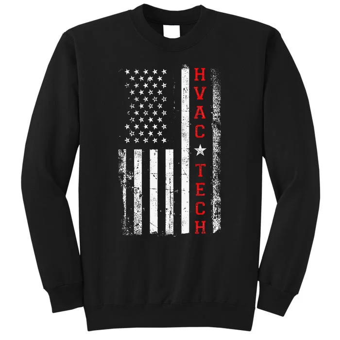 Hvac Technician Tech American Flag Vintage Hvac Technician Tall Sweatshirt