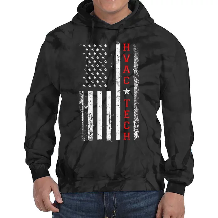 Hvac Technician Tech American Flag Vintage Hvac Technician Tie Dye Hoodie