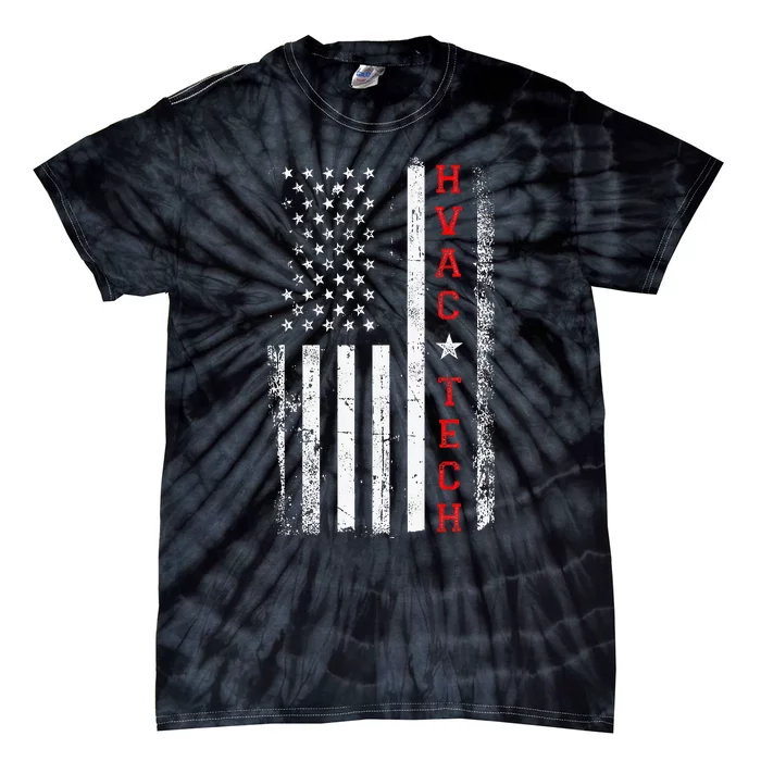 Hvac Technician Tech American Flag Vintage Hvac Technician Tie-Dye T-Shirt