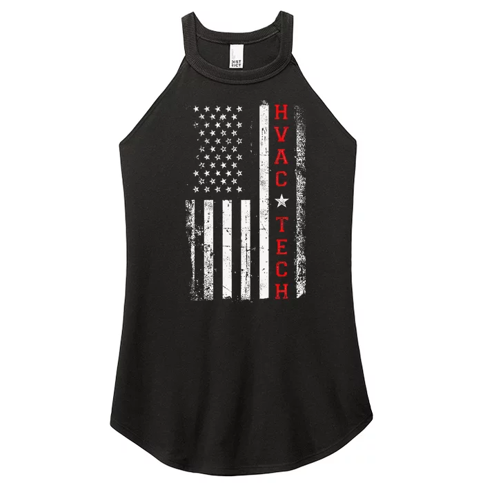 Hvac Technician Tech American Flag Vintage Hvac Technician Women’s Perfect Tri Rocker Tank