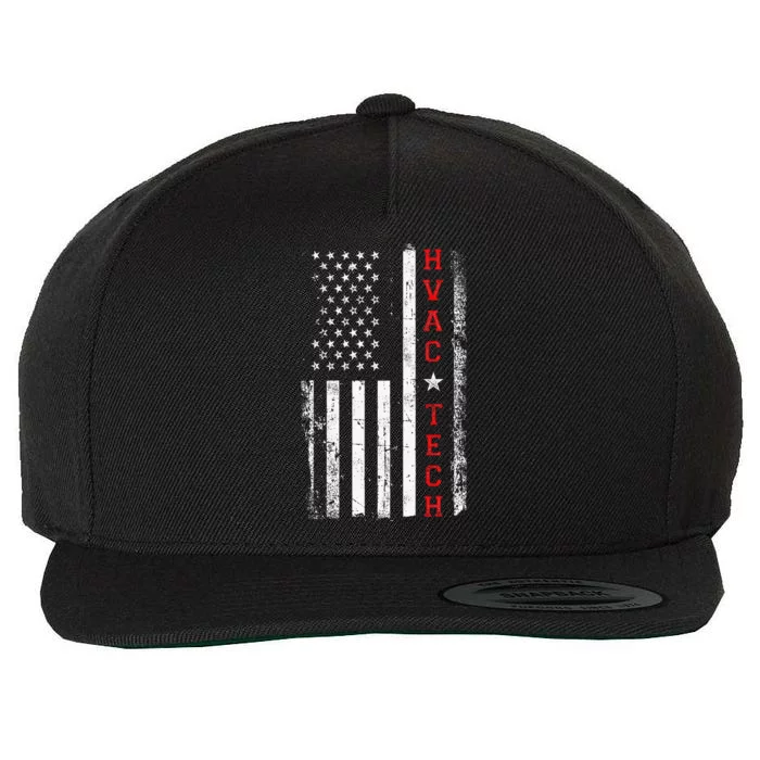 Hvac Technician Tech American Flag Vintage Hvac Technician Wool Snapback Cap