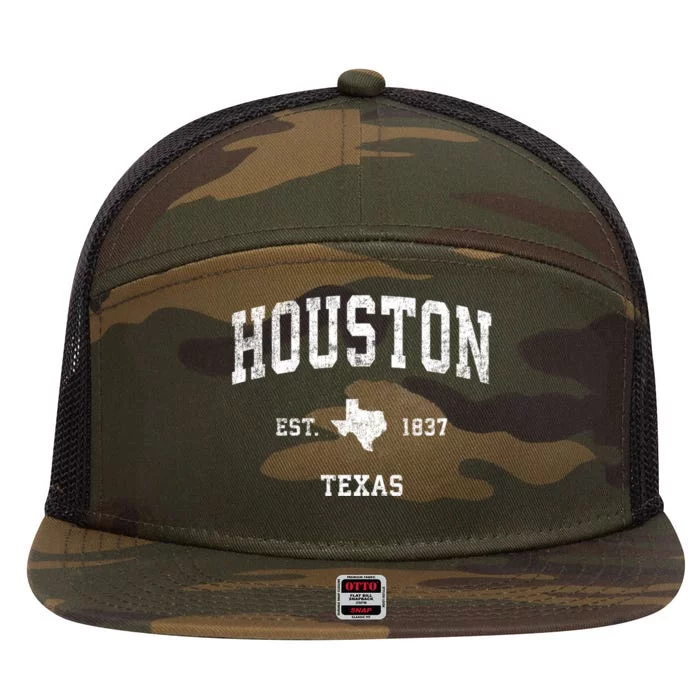 Houston Texas Tx Vintage Sports Design 7 Panel Mesh Trucker Snapback Hat