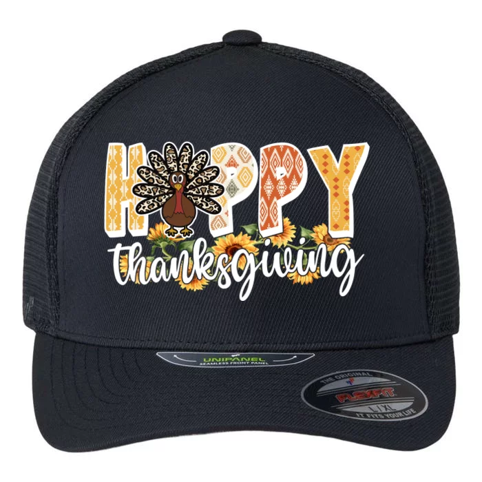 Happy Thanksgiving Turkey Cute Holiday Flexfit Unipanel Trucker Cap